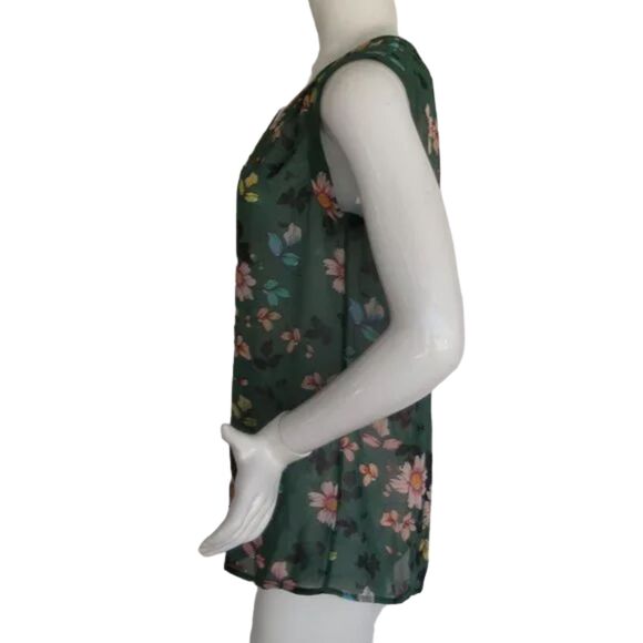 CABI Top, S, Green, Sleeveless, Sheer, Shadow Blue, Daisy Vine, 1 pc, Style 3619 - Picture 8 of 12